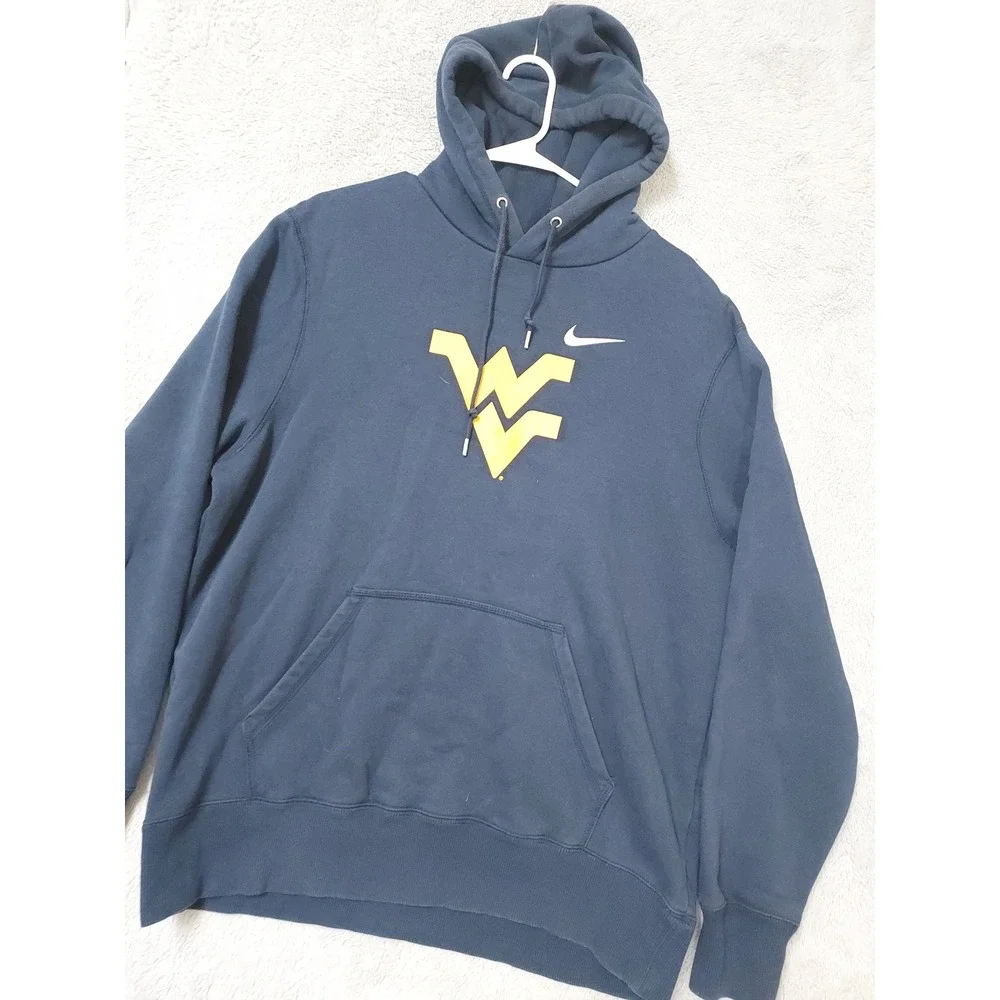 West Virginia Mountaineers Hoodie Mens XL Nike Fleece NCAA Hoodie Navy Blue Logo
